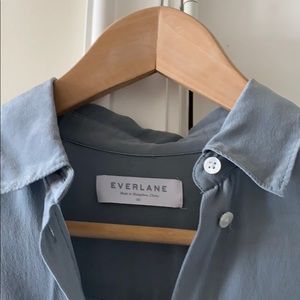 Gorgeous 100% Silk Button Down Gray-Blue Hue